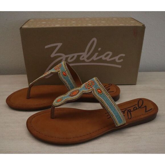 Zodiac I0324S2 Women's Sz 11 Orange Multi Yves Beaded Flat Sandals $80 - Picture 6 of 9